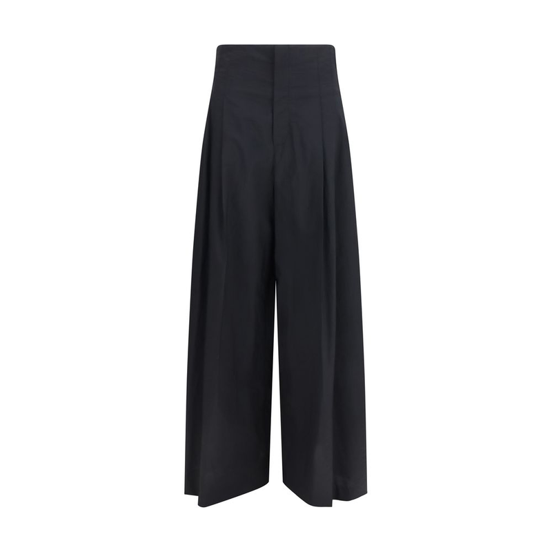 Black cotton casual pants-null