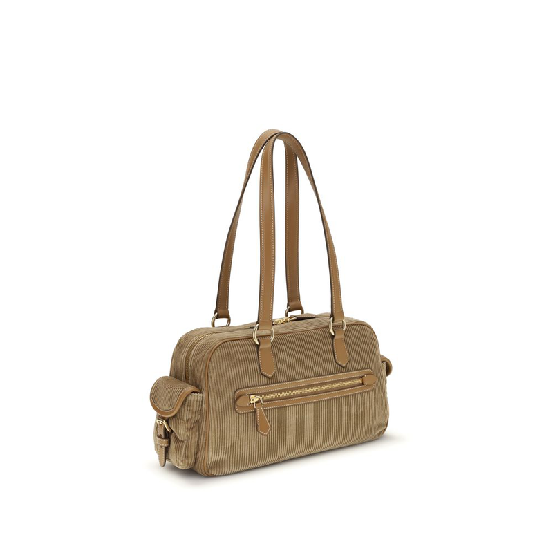Beige cotton shoulder bag-null