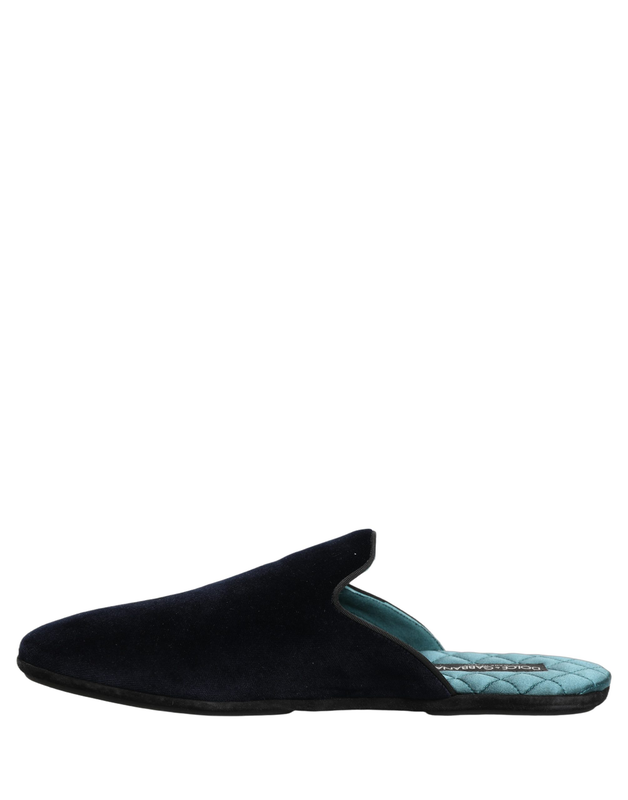 Dark blue suede slides flat slipper men shoes-null