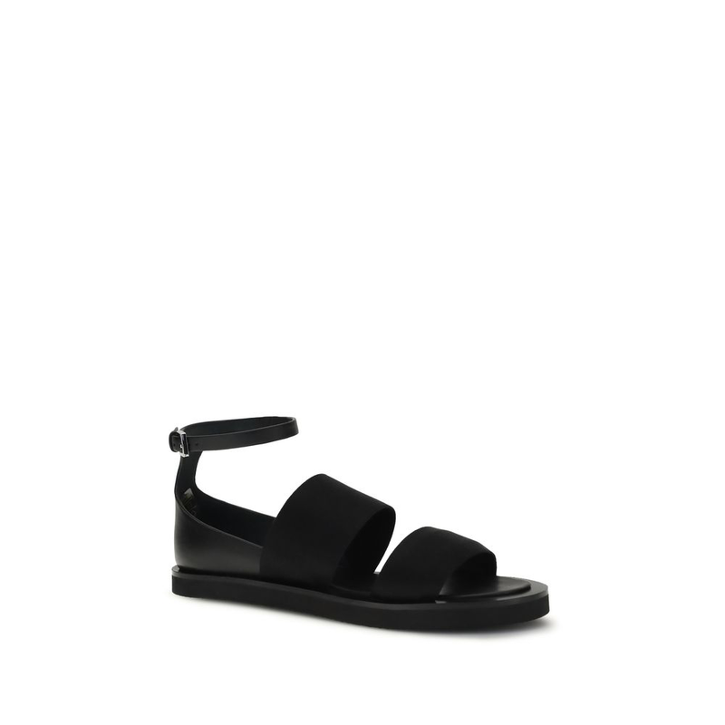 Black calf leather bos taurus flat sandals-null