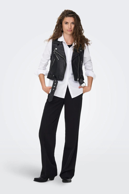 Only vera faux leather waistcoat, Black, medium