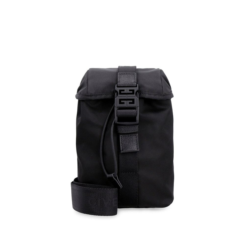Black nylon backpack-null