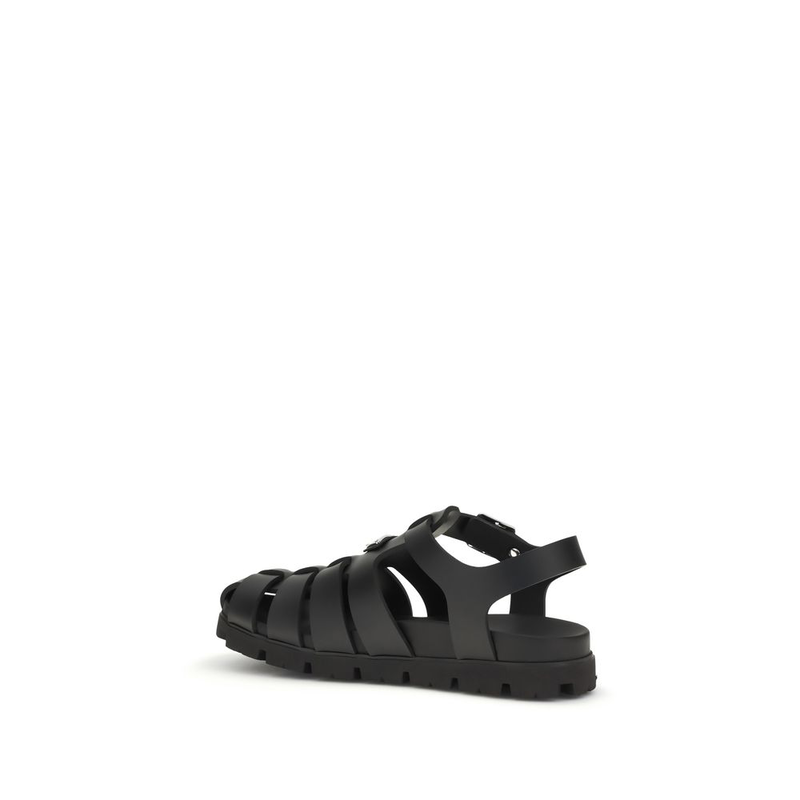 Black calf leather bos taurus flat sandals-null