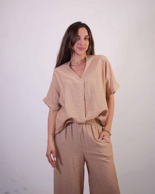 Linen oversized top with pants 26238-null