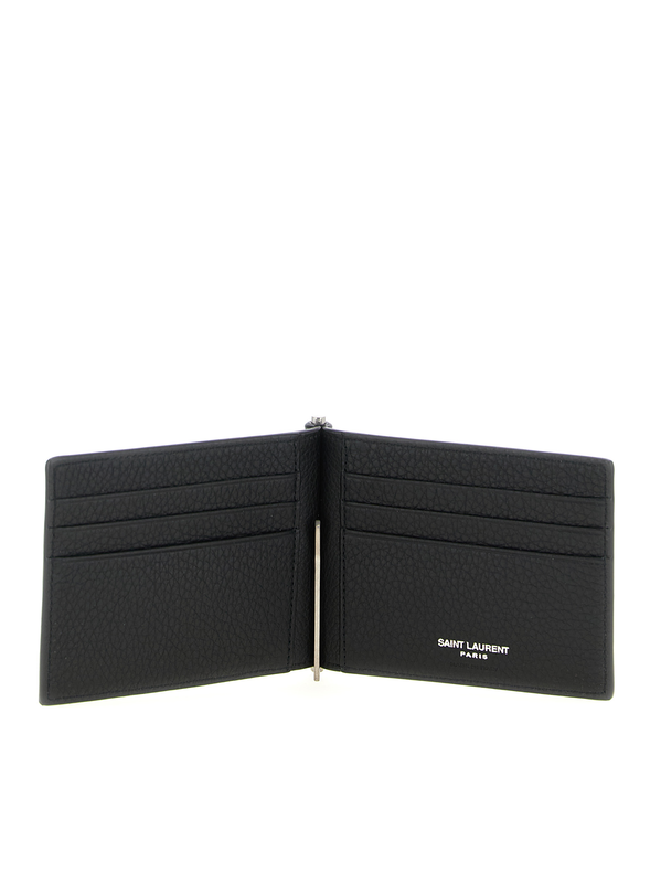 Black calfskin money clip-null
