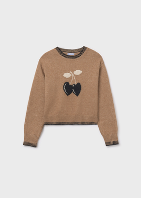 Jacquard jumper, Brown, medium