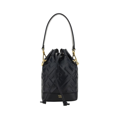 Black calf leather bos taurus backet bag, Black, medium