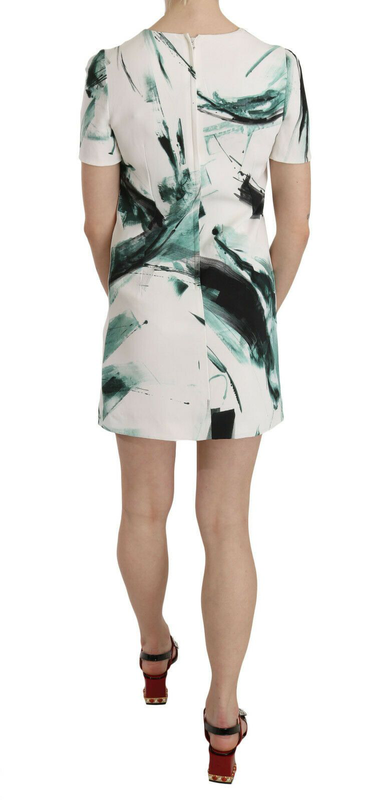 White black blue shift short mini dress-null
