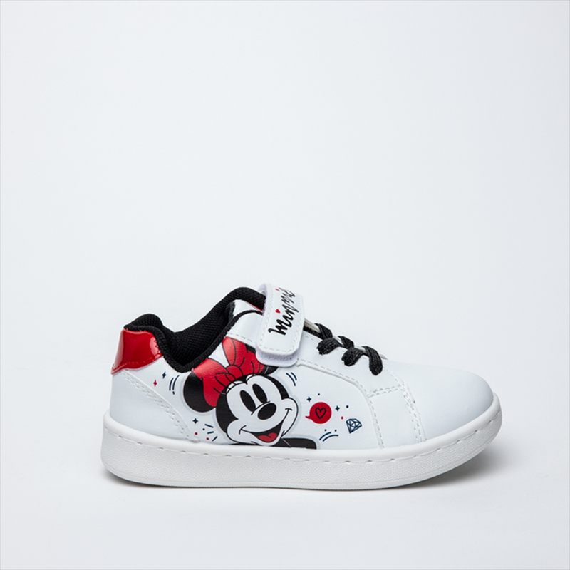 Minnie mouse white sneakers with lace up and velcro strap-null