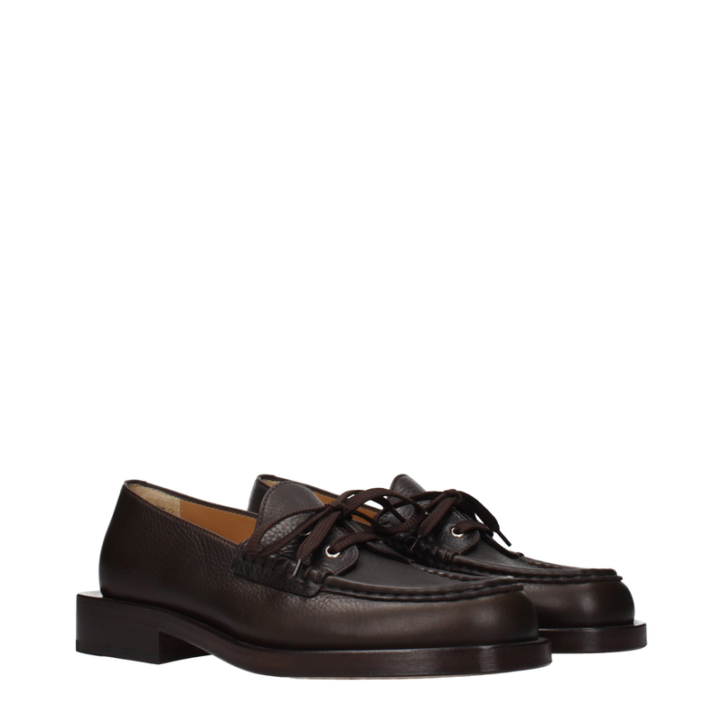 Brown leather slip-on loafers-null