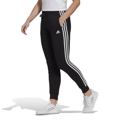 Women 3-stripes fleece c pants, Black / White, medium