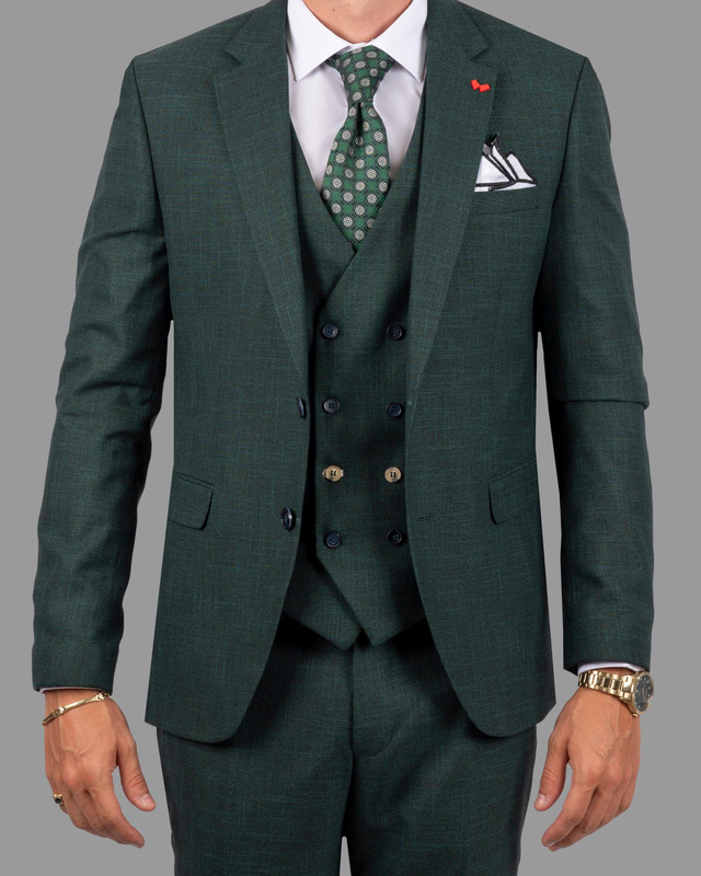 Dzine 3piece slim fit suit in patterned image number null