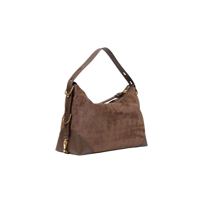 Brown polyester handbag-null