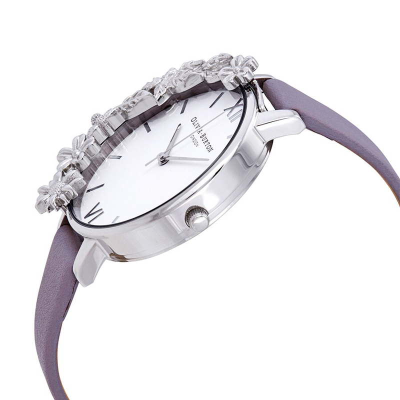 Purple artificial leather dress watch-null