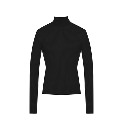 Black cashmere turtleneck, Black, medium