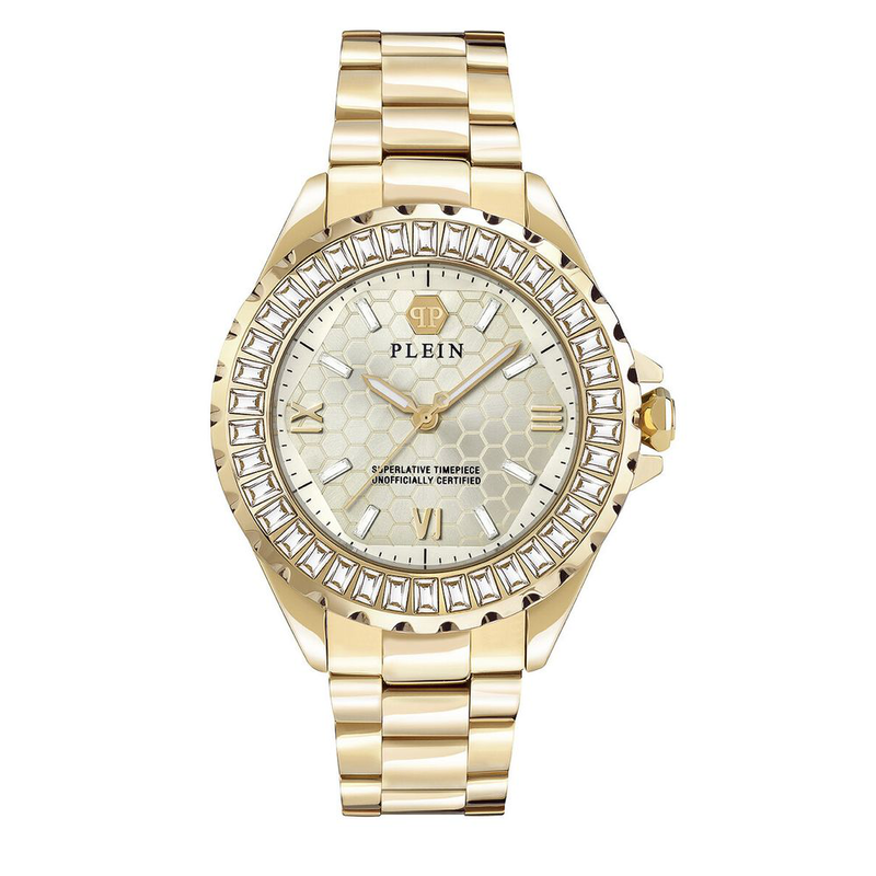 Gold stainless steel dress watch-null