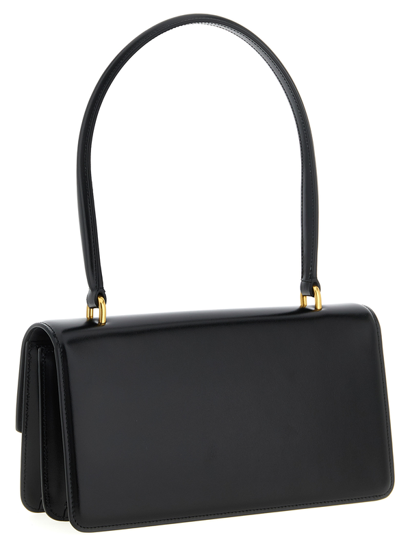 Black calfskin shoulder bag-null