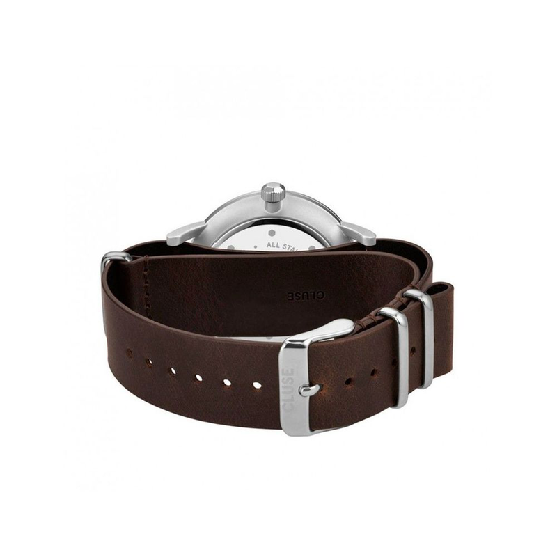 Brown leather dress watch-null