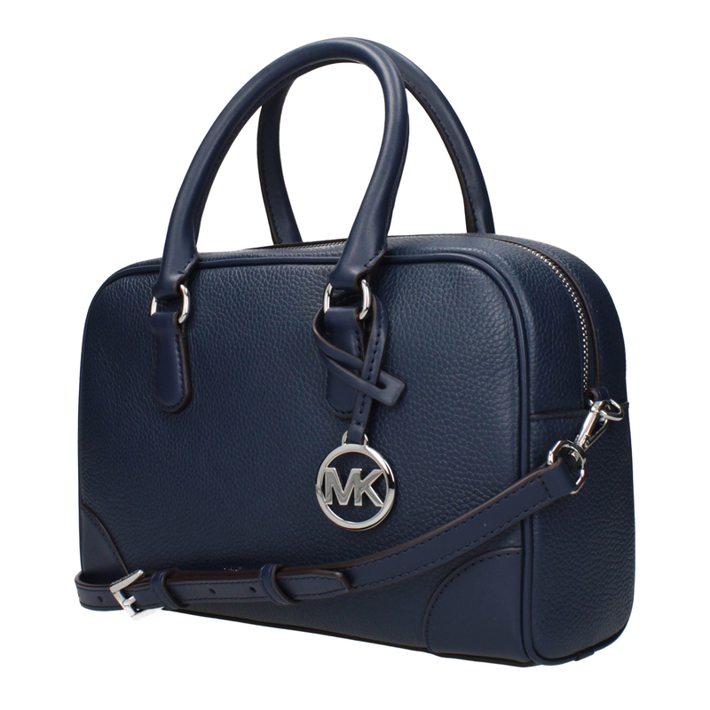Blue leather handbag-null