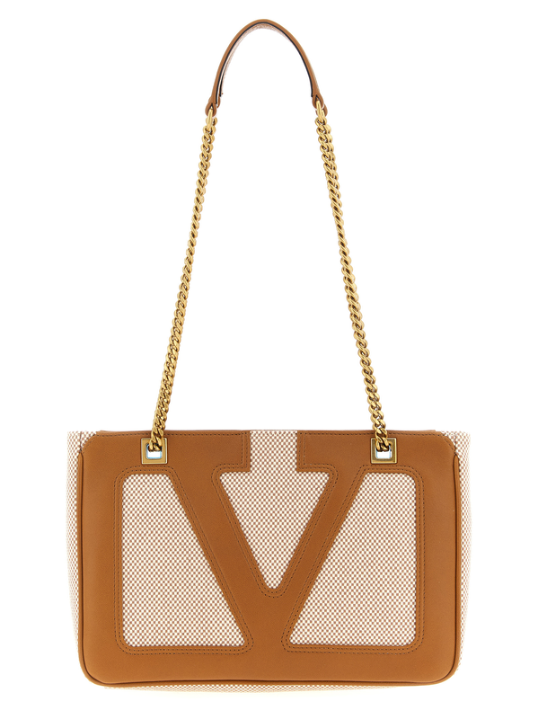 Brown cotton shoulder bag-null