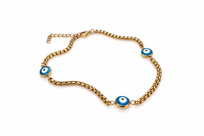 Evil eye stainless-steel anklet-null