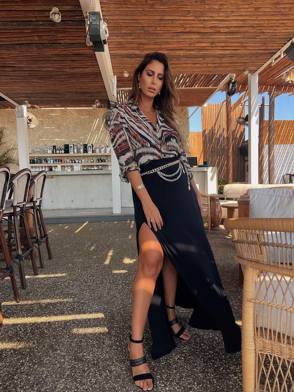 Maxi skirt split off leg image number null