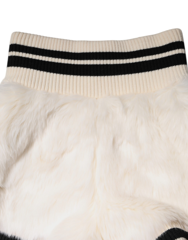 White faux fur high waisted hot pants short-null