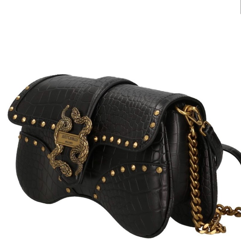 Just cavalli iconic croc studded shoulder bag-null