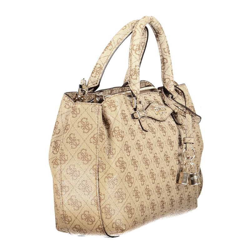 Beige polyurethane women handbag-null