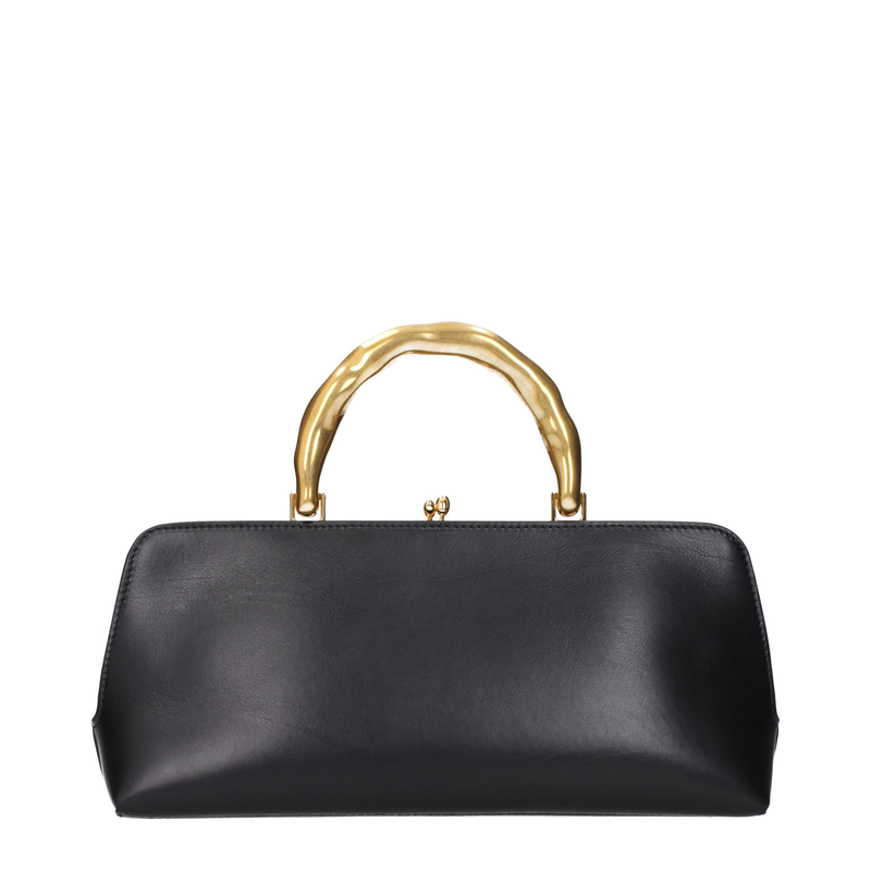Black leather handbag-null