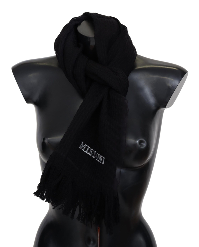 Black wool unisex neck warmer wrap scarf-null