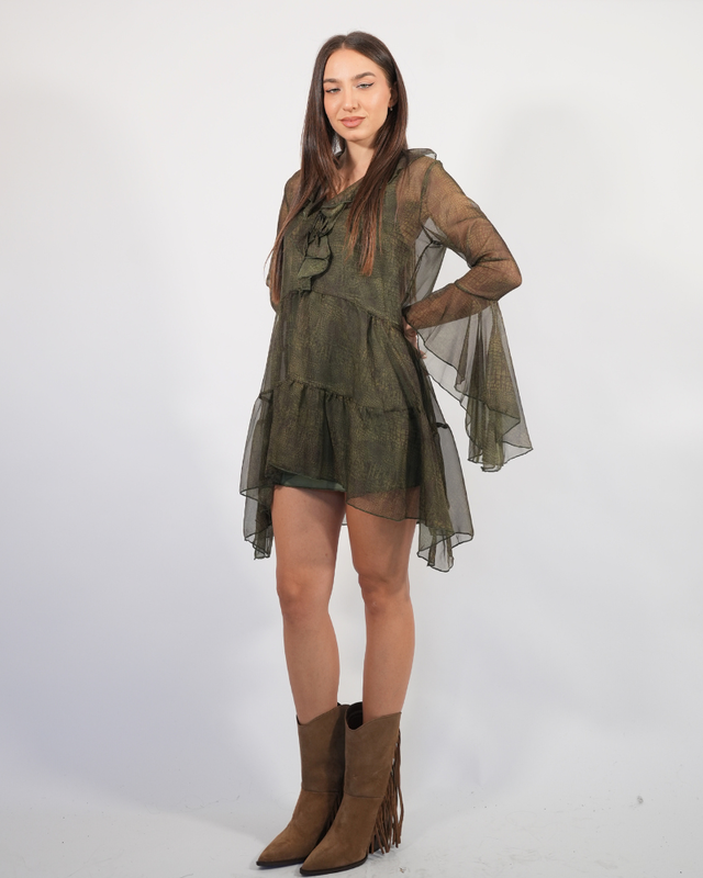 Ruffled printed mini dress 4708-null