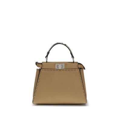 Beige calf leather bos taurus handbag, Beige, medium