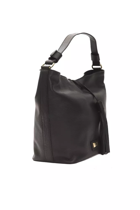 Black leather women shoulder bag-null