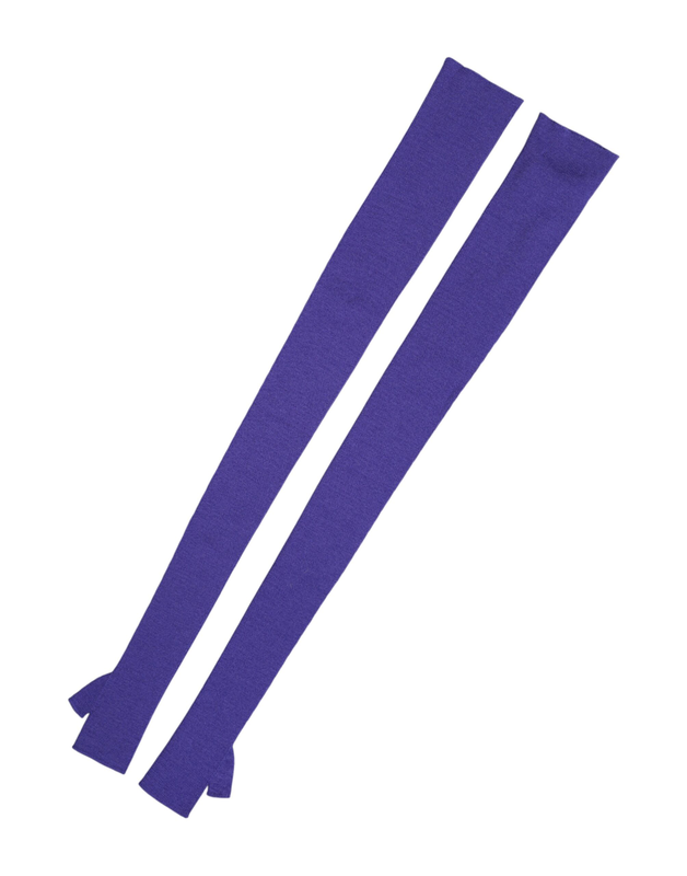 Violet wool fingerless elbow length mitten gloves-null