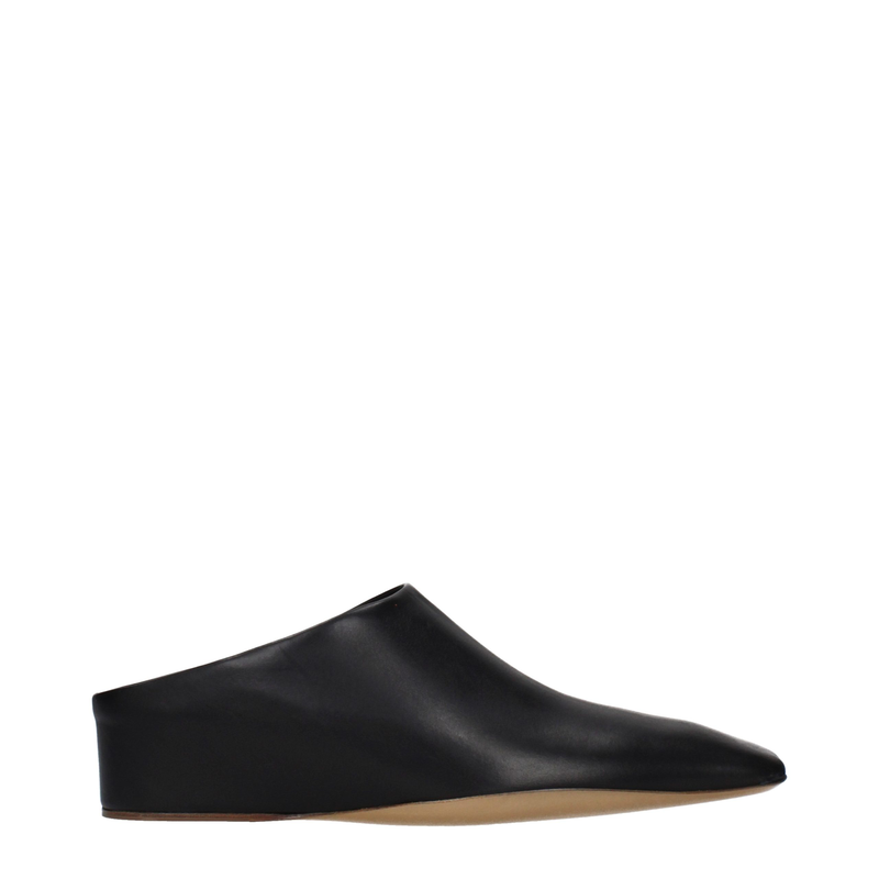 Black leather slippers-null
