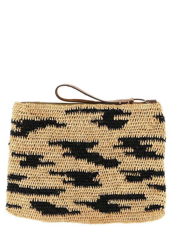 Multicolor raffia clutch bag-null