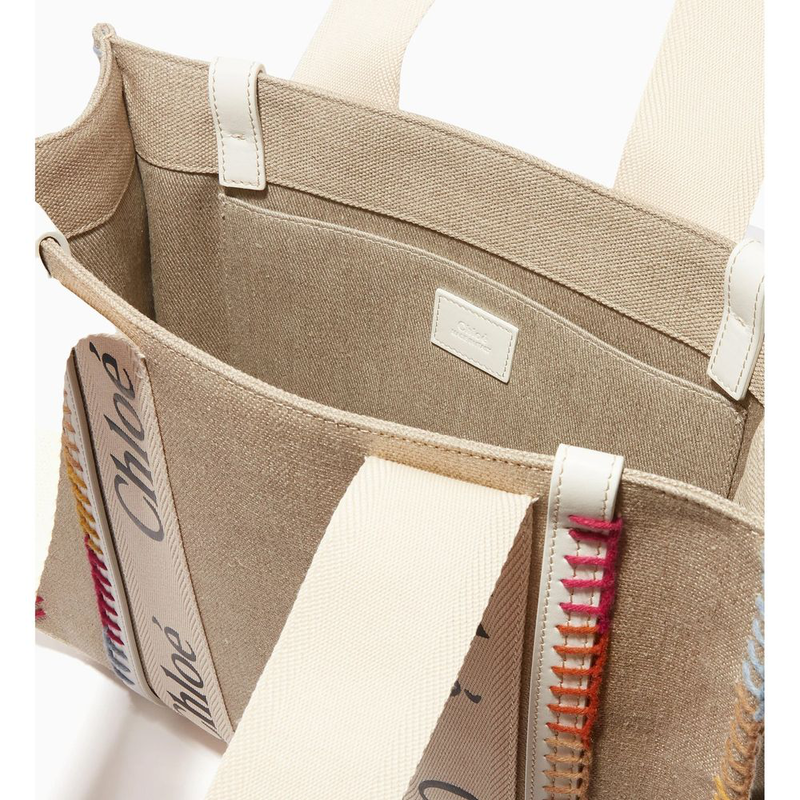 Beige linen tote bag-null