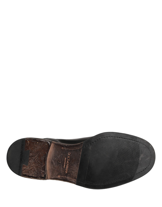 Black calfskin leather oxford dress shoes-null