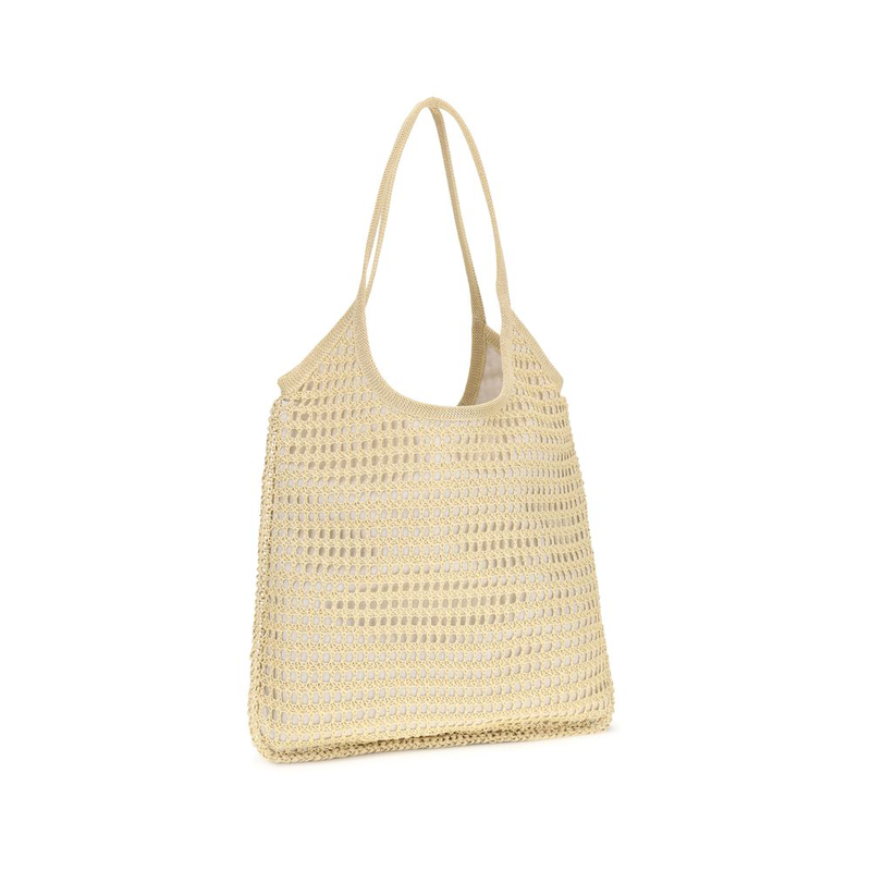 Beige viscose shoulder bag-null