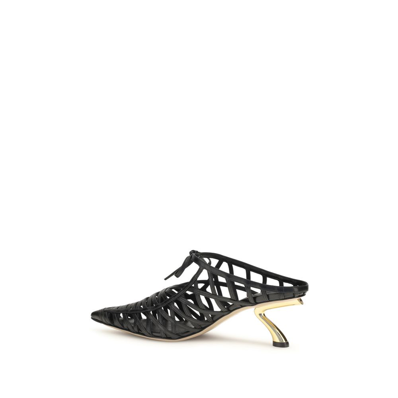 Black calf leather bos taurus mules-null