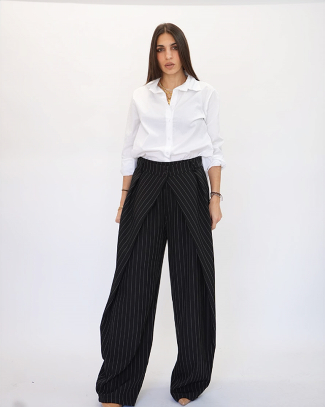 Striped pleated trousers 19680-null