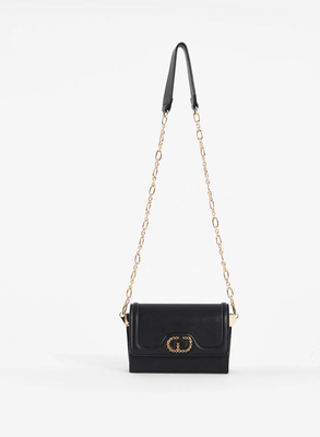 Gaudi black fauxleather crossbody bag