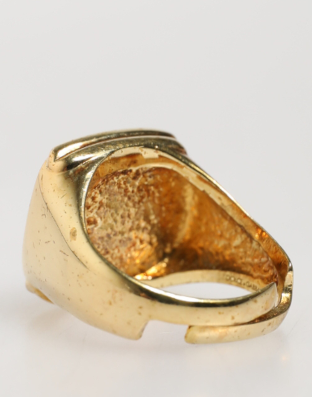 Gold-tone real brass black enamel "j" adjustable rings-null