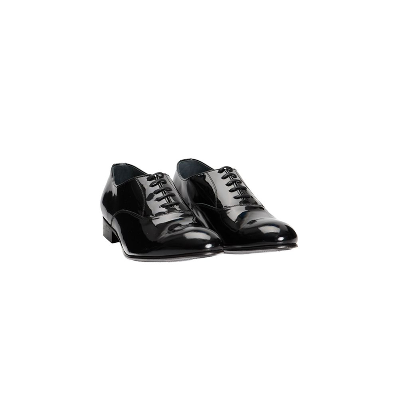 Black leather men shoe-null