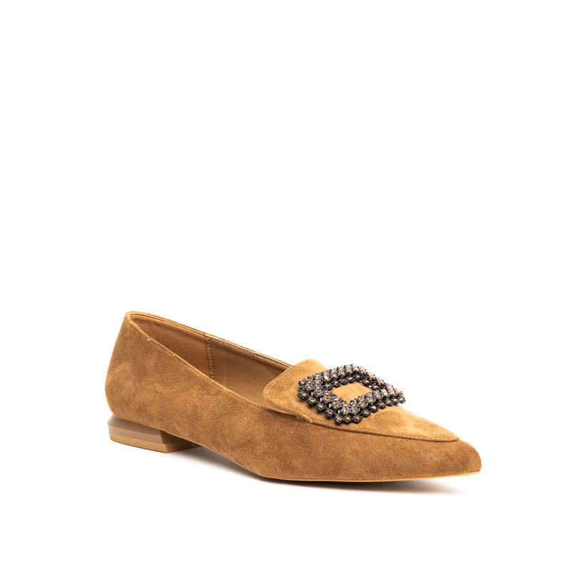 Mariella burrani jewelled buckle moccasin flat pumps-null