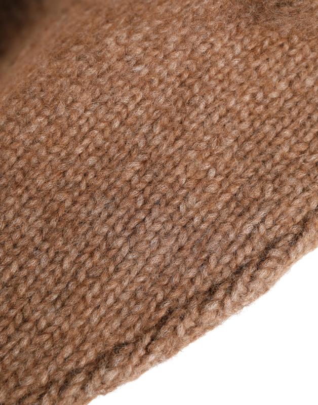 Brown llama wool women knitted capello hat-null