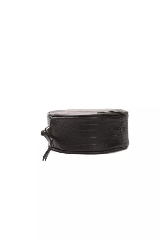 Black leather women crossbody bag-null