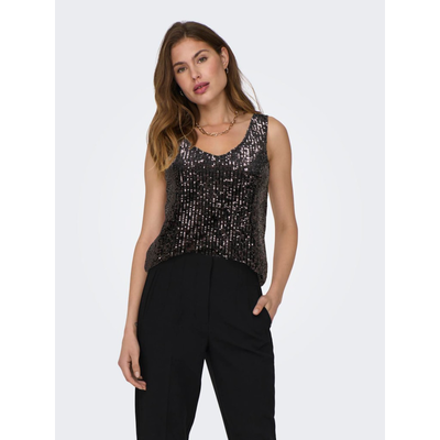 Onlanas/l sleeveless sequins top, Grey, medium