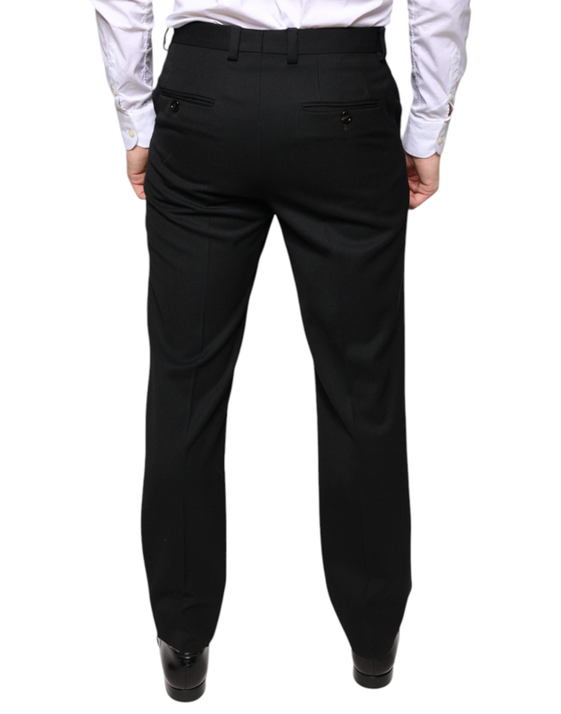Black wool skinny men dress pants-null